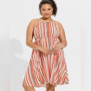 NWT Torrid Mini wash challis halter neck high low dress bold stripe. 5 5x (28)